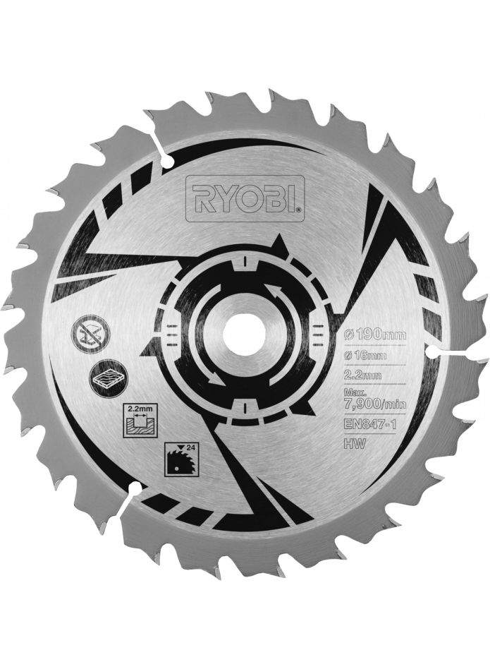 Ryobi Zubehör 5132002580 HM-Kreissägeblatt 190 x 16 x 24T