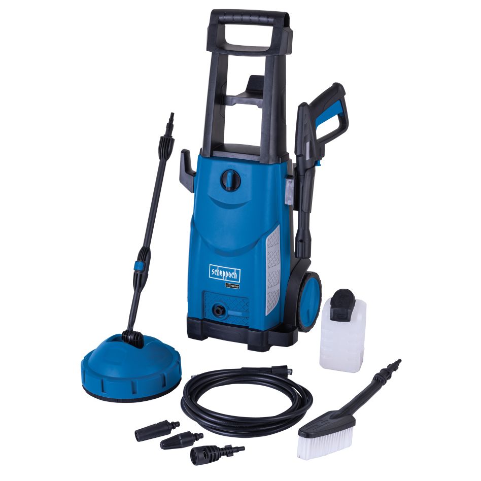 Scheppach 59077059942 HCE2600 Kaltwasser-Hochdruckreiniger-Set 2400 W, 180 bar, 480 l/h