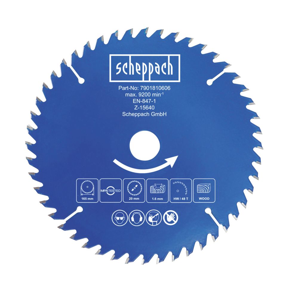 Scheppach 7901810606 Kreissägeblatt Ø165 48 Zähne