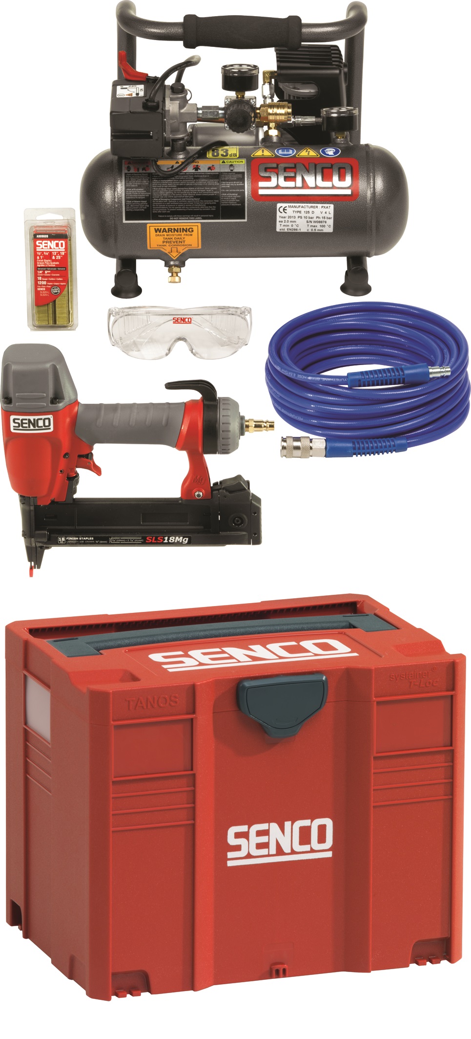 Senco PC0972EUPS Set Kompressor PC 1010 Hefter SLS 18 MG Im Systainer senco-pc0972eups-set-kompressor-pc-1010-hefter-sls-18-mg-im-systainer