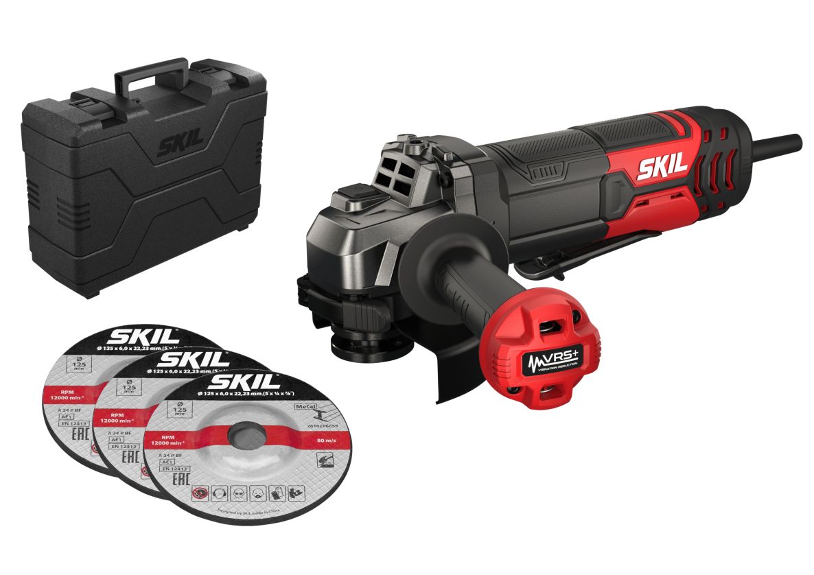 SKIL AG1E9132GA Winkelschleifer 125mm 850W im Koffer + 3 Schleifscheiben