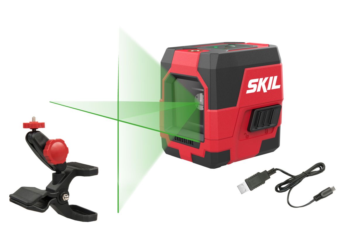 SKIL MT1E1912AA Selbstnivellierender Kreuzlinienlaser grün + USB-Ladekabel