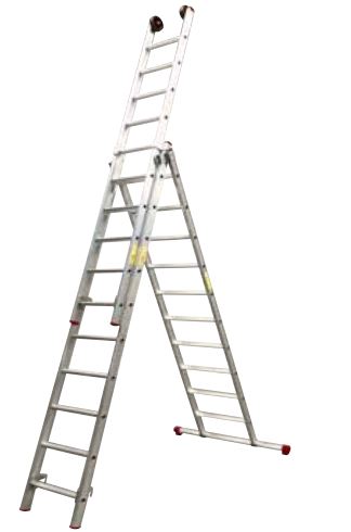 Little Jumbo 1250470312 Reformleiter SuperPro 3 x 12 Sprossen gerade mit Stabilisationsstange