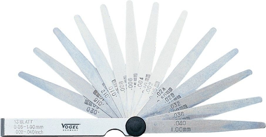 Vogel 411005 Fühlerlehre Stahl 13-teilig 0,05-1mm /.002-.040 Zoll