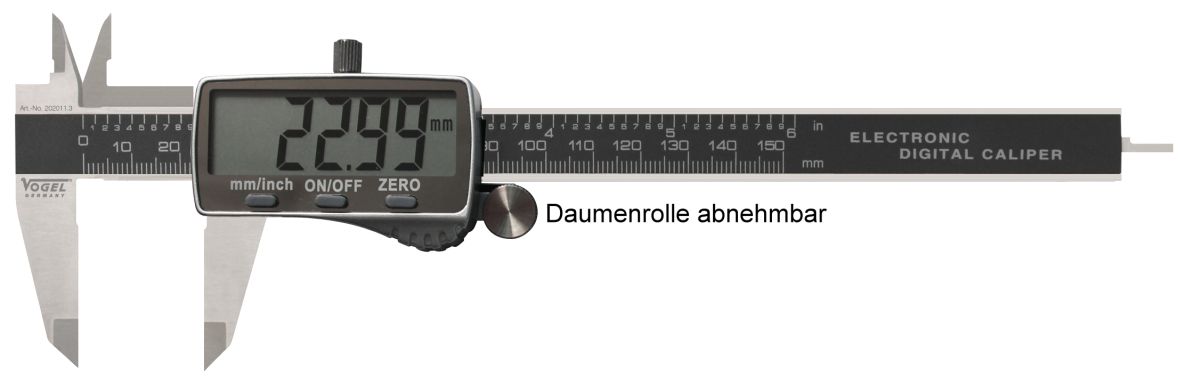 Vogel 202012-3 Messschieber digital Edelstahl 200mm DIN 862