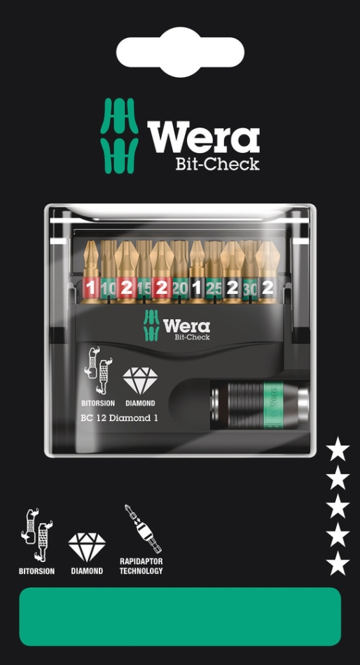 Wera 05136392001 Bit-Check 12 Diamond 1 SB, 12-teilig