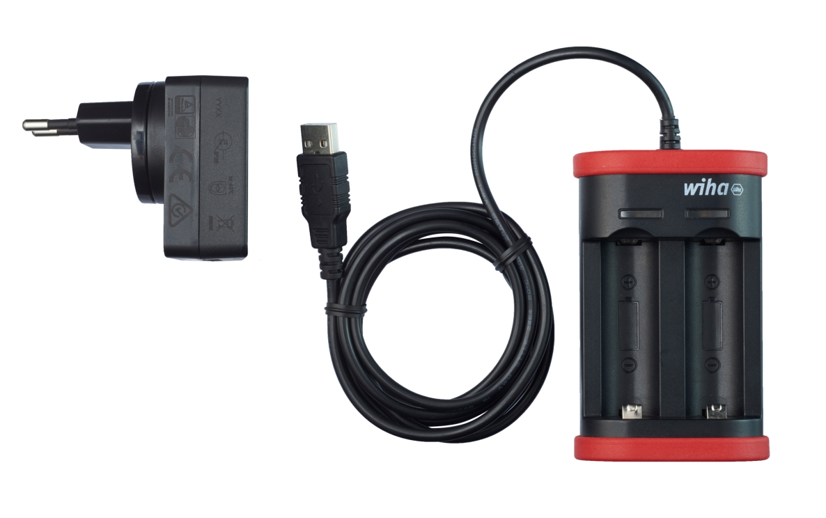 Wiha 41915 Ladegerät für Akku Typ 18500 Li-Ion mit USB und Eurostecker
